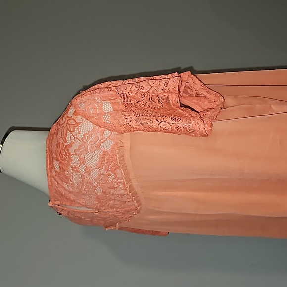 Torrid Tangerine Chiffon look /stretch Lace trim Plus Size 1X Lightweight VGUC * - Picture 6 of 15